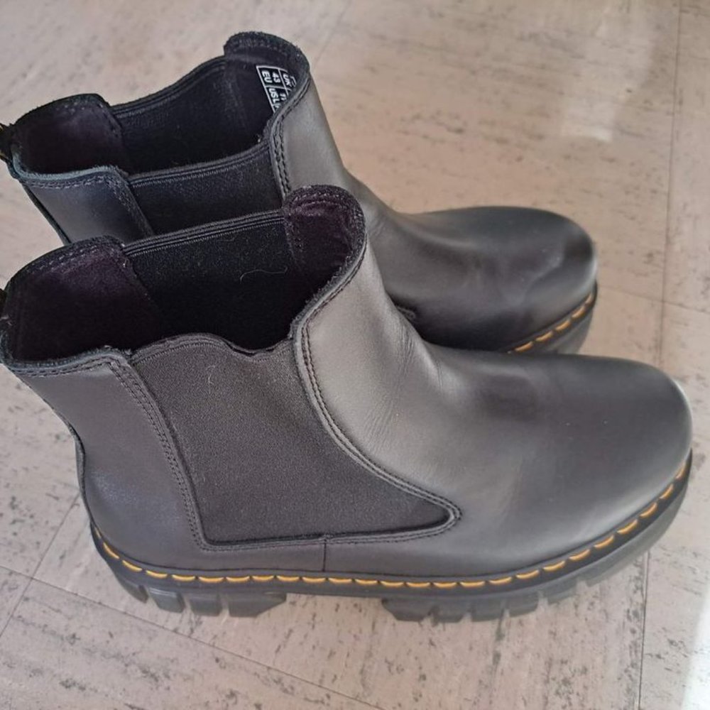 Black Docs/Dr Marten Chelsea Platform Boots, Size 11